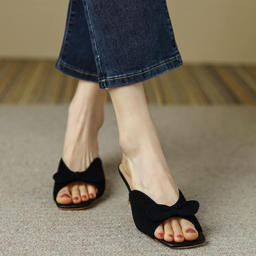 パーティーシューズ Paw Mule Heels Amazon.com | SHODENSE Women Square Toe Kitten Heel Mules Bow